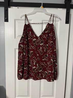 Crescent Burgundy Floral Double-Strap V-Neck